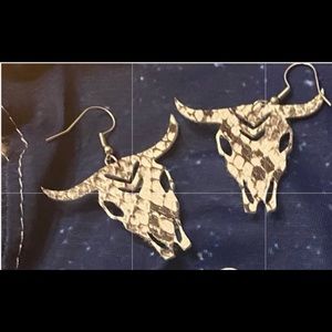 Bull earrings  faux leather